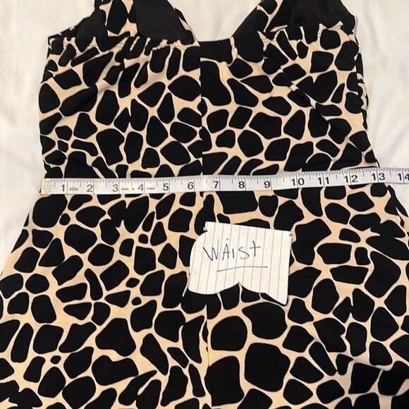 Enfocus Studio sz4 Elegant Black & Cream Animal Print Sleeveless high low Dress - Picture 9 of 12